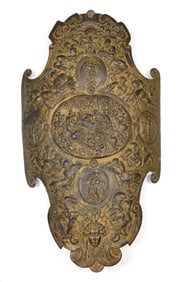 Spectacular Large 19th C. Iron Shield in Medieval Royal Parade Armor Style.
