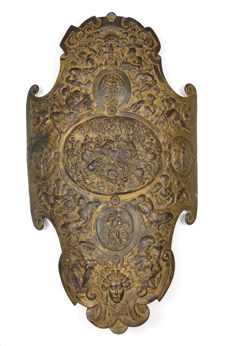 Spectacular Large 19th C. Iron Shield in Medieval Royal Parade Armor Style. (1 of 20)