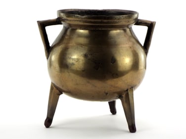 Very Good Antique German 17th C. Bronze Cauldron