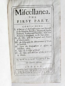 1705 WILLIAM TEMPLE MISCELLANEA antique in ENGLISH