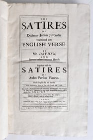 1693 JUVENAL & PERSIUS THE SATYRES 1st DRYDEN EDITION antique FOLIO in ENGLISH