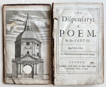 1699 THE DISPENSARY a POEM by SAMUEL GARTH antique in ENGLISH