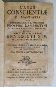 1772 POPE BENEDICT XIV ACTS by Cardinal Prospero Lambertini antique in ITALIAN