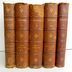 1852 5 volumes OEUVRES de CHATEBRIAND antique iLLUSTRATED w/ ENGRAVINGS