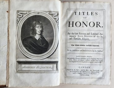 1672 TITLES of HONOR by JOHN SELDEN ILLUSTRATED antique FOLIO in ENGLISH