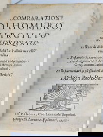 1607 COMPARATIONE DI HOMERO VIRGILIO e TORQUATO by PAOLO BENI antique