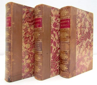 1870s THACKERAY 3 volumes antique illustrated DECORATIVE BINDING