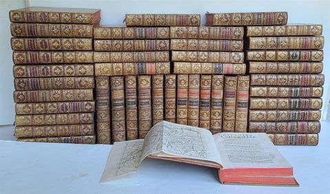1742-88 44 volumes UNIVERSAL HISTORY ILLUSTRATED w/ MAPS antique 160 lbs FRENCH