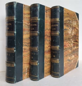 1844 WANDERING JEW by Eugene Sue 3 VOLS antique ILLUSTRATED 1st ENGLISH EDITION