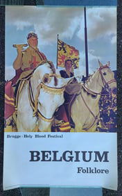 1960s-70s BELGIUM BRUGGE HOLY BLOOD FESTIVAL TRAVEL POSTER vintage 24 x 39"