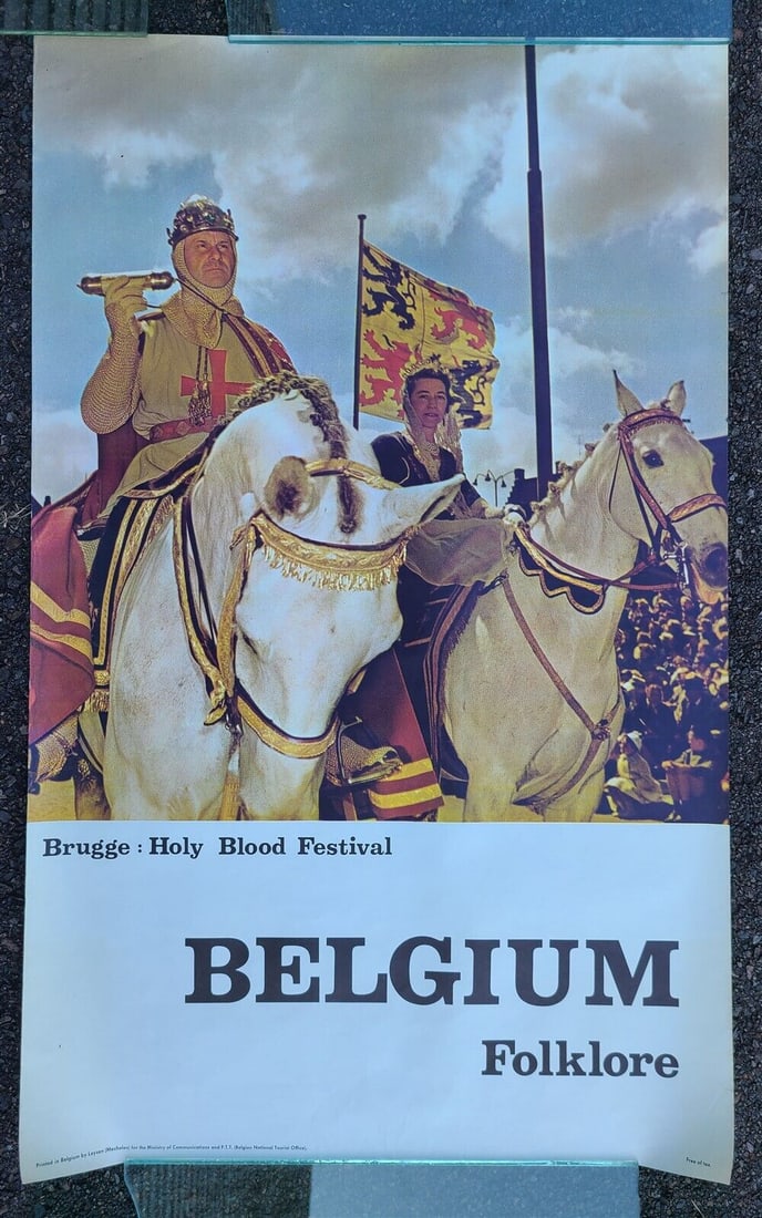 1960s-70s BELGIUM BRUGGE HOLY BLOOD FESTIVAL TRAVEL POSTER vintage 24 x 39": Size24by39". VERY GOOD CONDITION. Please see my other auctions. Refund Policy: We will issue a FULL REFUND, 100% money back if you are not satisfied with your purchase. Items must be returned to us wi