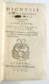 1563 ROMAN HISTORY by Dionysius Halicarnassensis antique 16th century