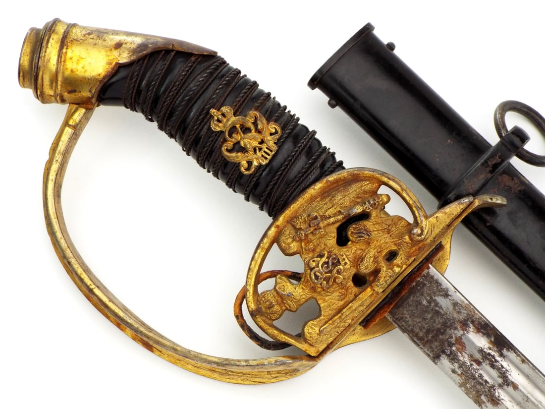 Imperial German WWI  Infantry Officer Sword With RARE Folding Guard (1 of 13)