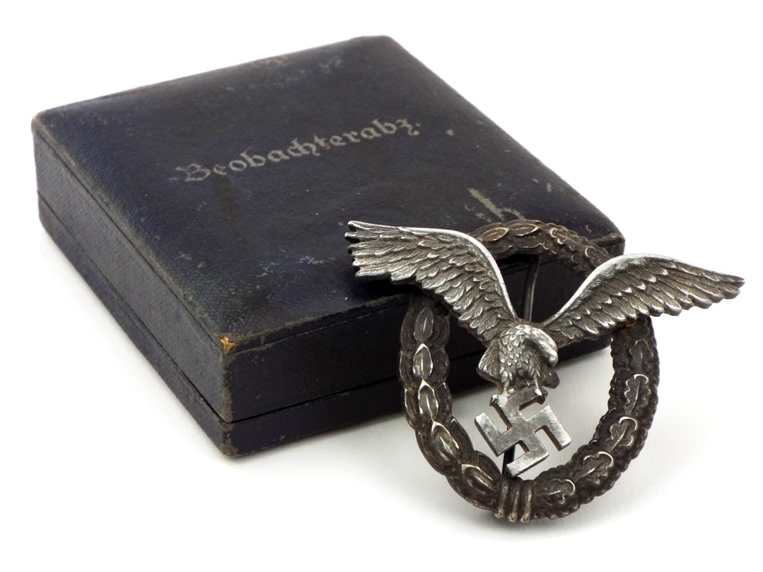 Super Rare German WWII Cased Luftwaffe Aluminum & Nickel Pilot Badge by ASSMANN (1 of 20)