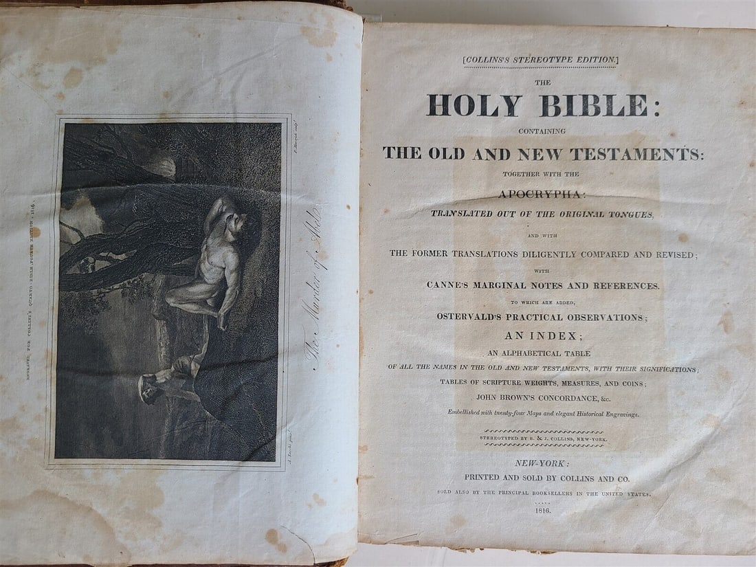 1816 BIBLE in ENGLISH antique ILLUSTRATED New York AMERICANA (1 of 19)
