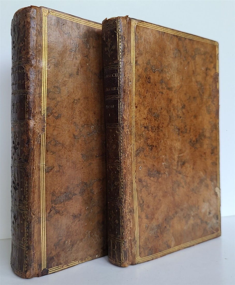 1772 ARAB & MUSLIM ANECDOTES antique 2 VOLUMES FRENCH HISTORY of ISLAMIC STATE (1 of 4)