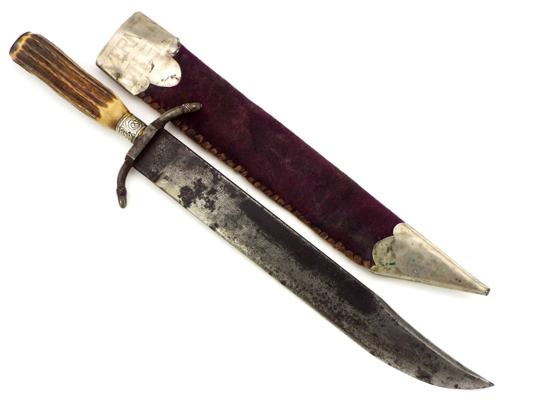 American Civil war Massive Bowie Knife. Owners Name on Scabbard Mounts (1 of 17)