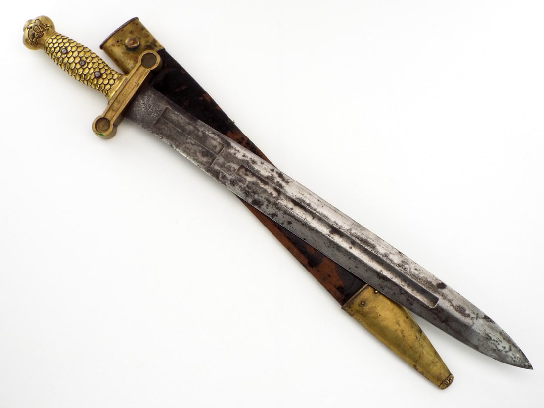 American Civil War AMES Artillery Short Sword with Scabbard. Dated 1839 (1 of 14)