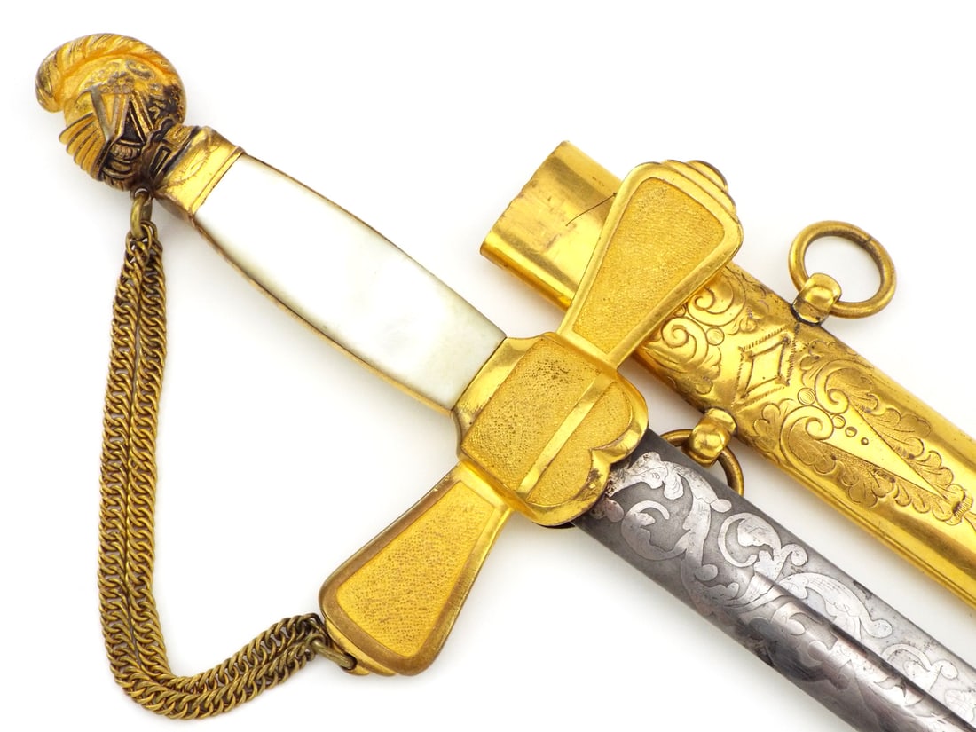 EXCELLENT AMES KNIGHT’S HEAD POMMEL MILITIA OFFICER’S SWORD (1 of 20)