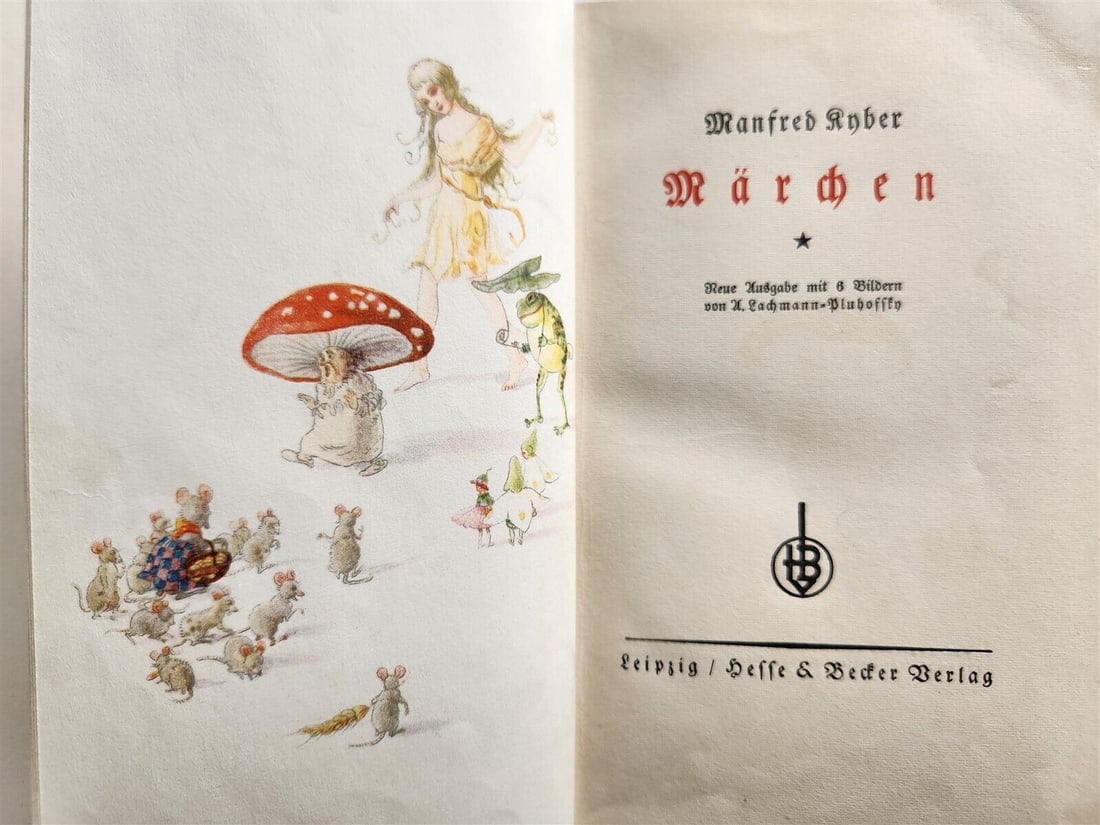 1922 CHILDREN BOOK in GERMAN antique ILLUSTRATED by A. LACHMANN-PLUHOVSKY: FAIRY TALES. Leipzig; 1922. ILLUSTRATED with 6 pictures by A. LACHMANN-PLUHOVSKY. 178 pages. Original cloth. Size about 4 3/4 by 7 1/3". Some spots to the binding, very good interior. Text in German.