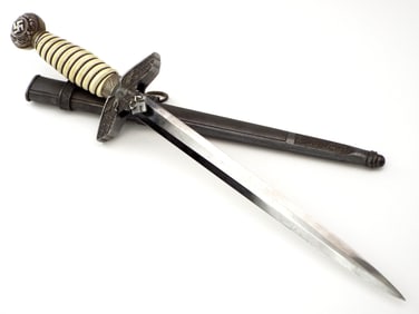 German WWII 2nd Model Luftwaffe Dagger with Inscribed Name on Unmarked Blade