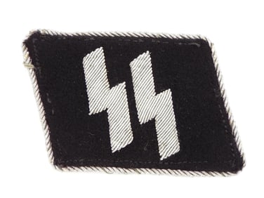 German WWII Uniform Removed SS Officer's Bullion Wire Collar Tab
