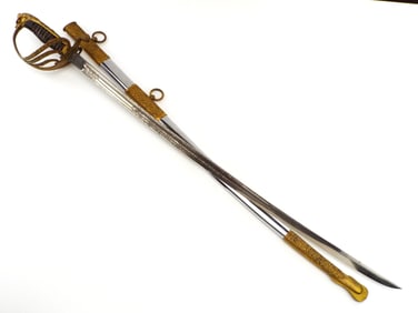 Fine American PRESENTATION Grade M1902 Officers Eagle Head Sword, German Made Etched Blade