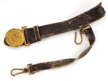 American Civil War Union Belt Buckle With Leather Sword Hanger