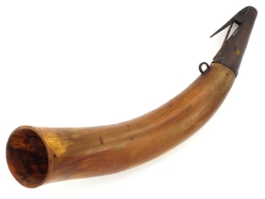 18th-19th Century Powder Horn with Metal Spout