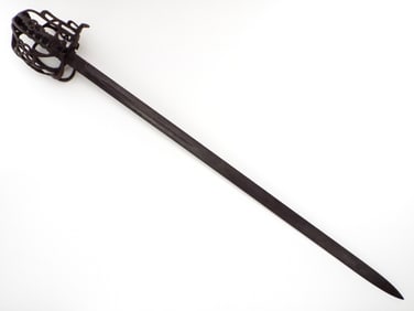 Ex Bonhams 18th Century English or Scottish Claymore Battle Broadsword, Baskethilt.