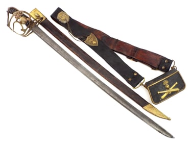American Revolutian Period Grenadier Guards Officers Sword with Belt and Cartridge Box