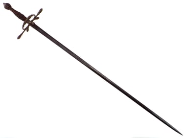 German Victorian Rapier Sword  with Acorn Finials Mounts and Sturdy Large Blade.