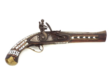 Antique Ottoman Mother of Pearl Flintlock Blunderbuss Pistol