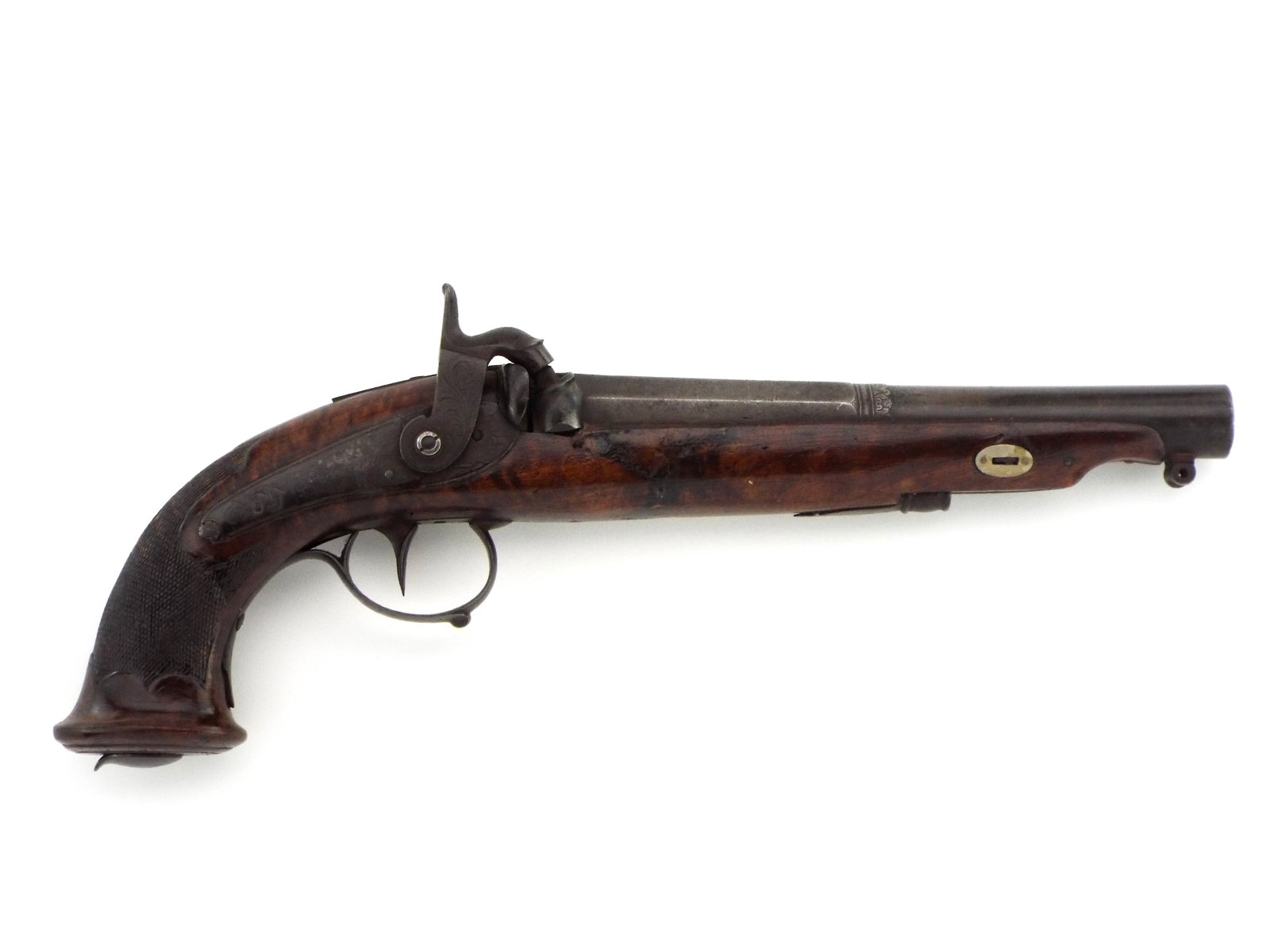 19th Century French Percussion Dueling Pistol: 19th Century French Percussion Dueling Pistol. Full Length 14 Inches.
