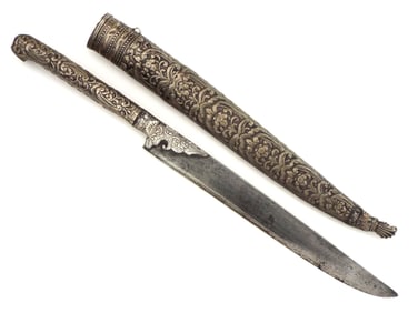 Antique Ottoman Turkish or Greek  Dagger with Fine Silver Mounts