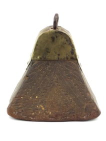 Very Rare Tibetan Carved Wood and Brass Stirrup. Damage to one side.