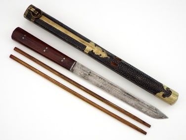 Antique 19th C. KOREAN TROUSSE Traveling Knife and Chopsticks Set.