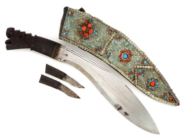Good Asian Nepalese Jeweled KUKRI Knife Sword