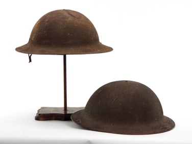 Lot of 2 American WWI Military Doughboy Helmets