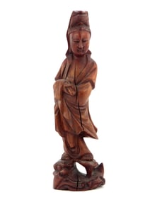 Antique Chinese Carved Wooden Guanyin Statue