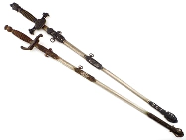 Pair of 19th Century Antique Fraternal Lodge Swords