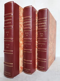 1729-1740 HOMER ILIAS & ODYSSEA 3 VOLUMES antique in GREEK