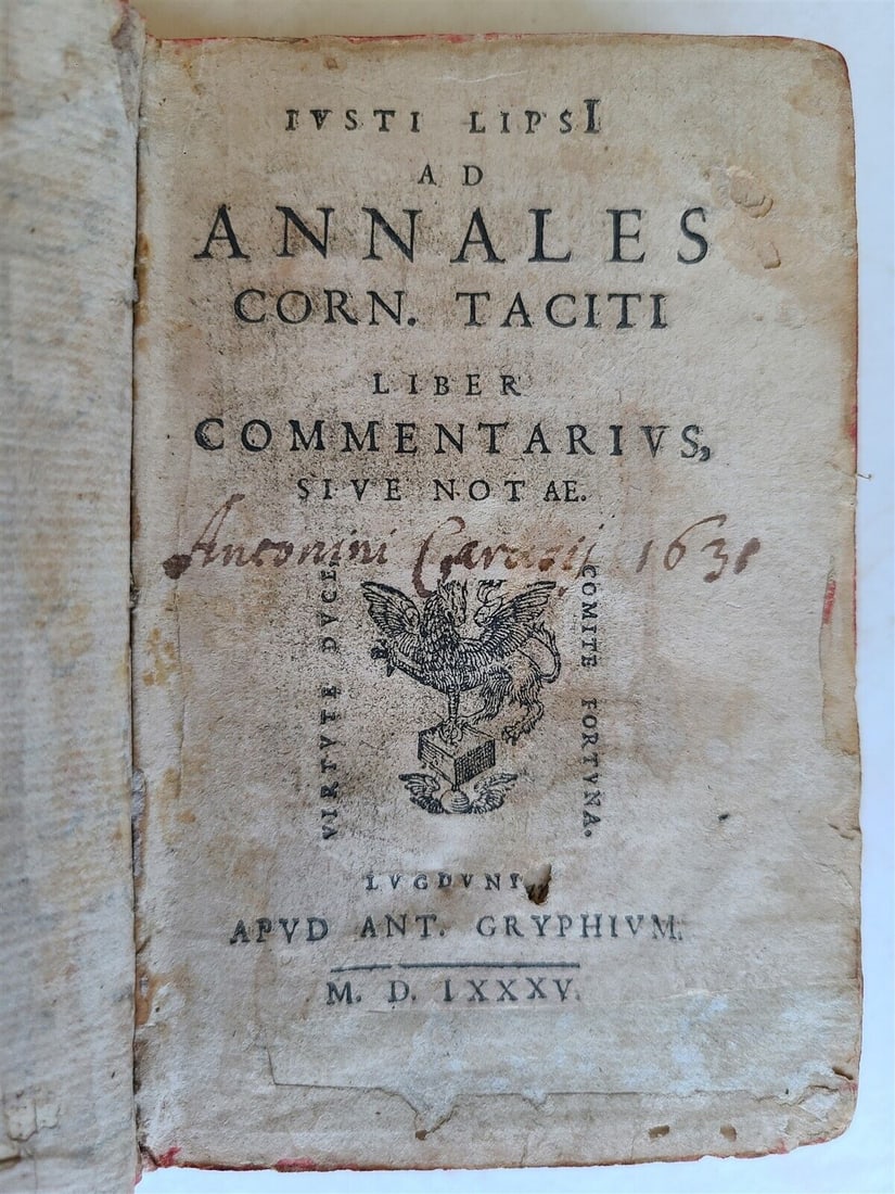 1585 JUSTUS LIPSIUS COMMENTARIES in TACITUS antique VELLUM BOUND 16 century (1 of 10)