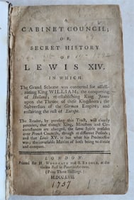 1757 CABINET COUNCIL or SECRET HISTORY of LEWIS XIV antique in ENGLISH