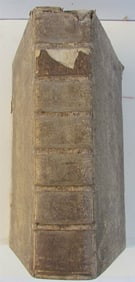 1751 PIGSKIN BINDING BIBLE BIBLIA SACRA FOLIO 9.5 x 15" antique ILLUSTRATED