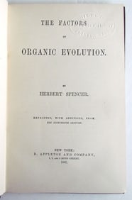 1887 THE FACTORS of ORGANIC EVOLUTION by HERBERT SPENCER antique