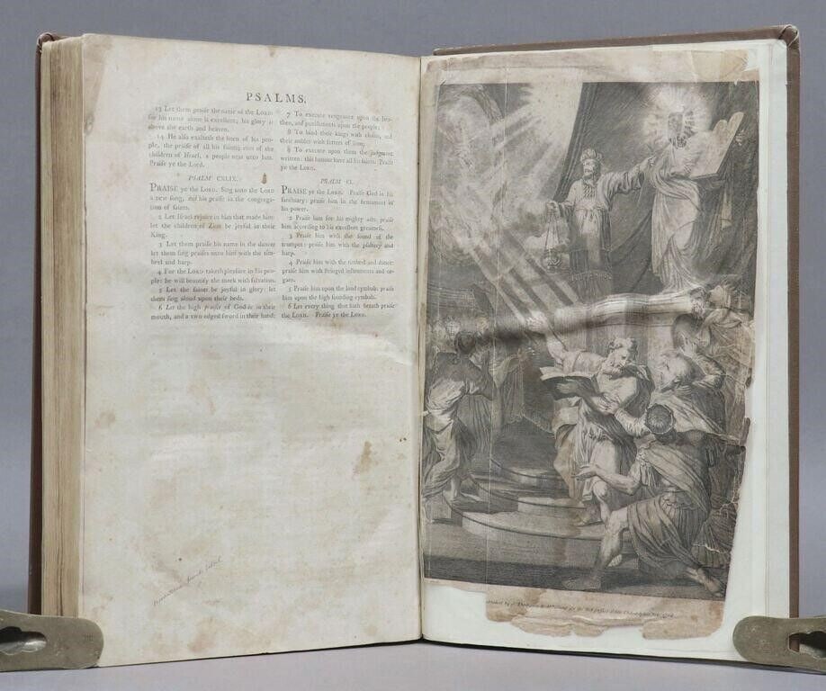 1798 BIBLE FIRST HOT PRESS EDITION LARGE FOLIO antique AMERICANA 18th cent. RARE: 1798 Folio Bible, First Hot Press Edition. THE HOLY BIBLE. Philadelphia: for John Thompson and Abraham Small, 1798. 2 volumes. Folio: 16.5" x 10". Without the list of Subscribers (one leaf) and blank,