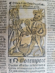 1510 POST-INCUNABULA ILLUSTRATED Postilla Guillermi antique MEDIEVAL BINDING