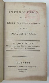 1793 INTRODUCTION to UNDERSTANDING OF ORACLES of GOD antique ALBANY AMERICANA