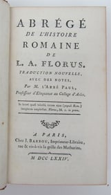 1774 ROMAN HISTORY in FRENCH antique Abrege de l'histoire Romaine by FLORUS